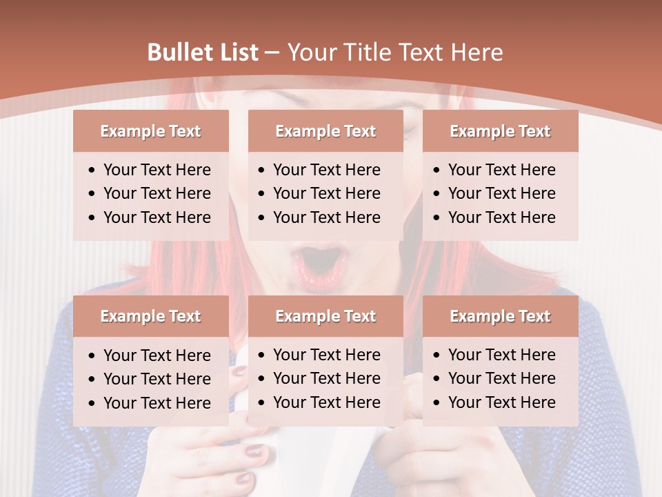 A Woman With Red Hair Holding A Cup Of Coffee PowerPoint Template