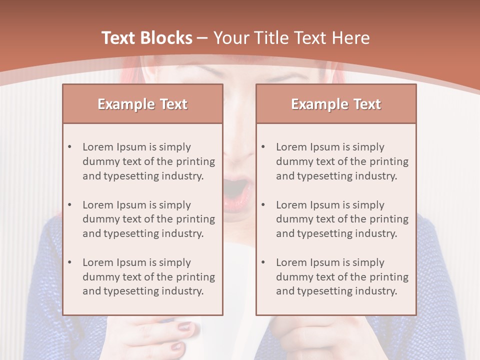 A Woman With Red Hair Holding A Cup Of Coffee PowerPoint Template