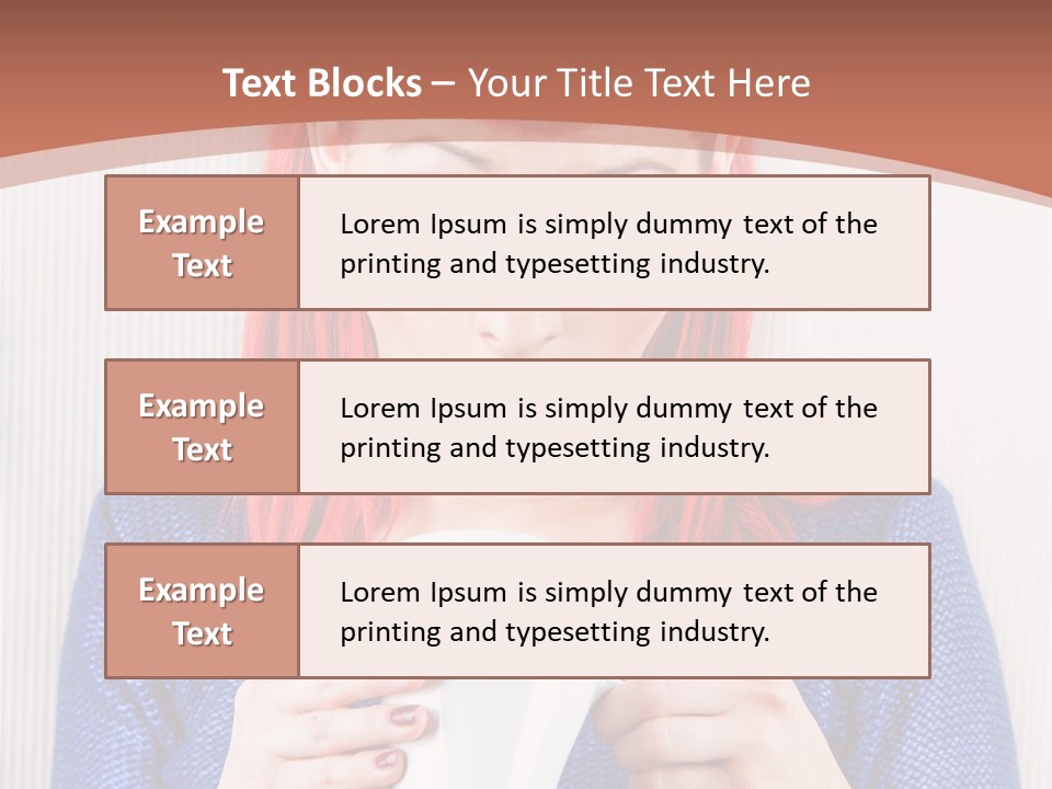 A Woman With Red Hair Holding A Cup Of Coffee PowerPoint Template