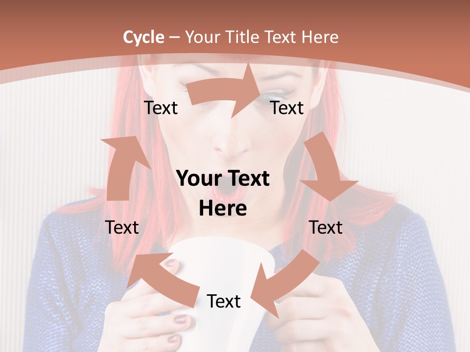 A Woman With Red Hair Holding A Cup Of Coffee PowerPoint Template