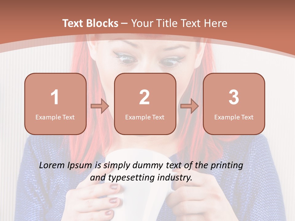 A Woman With Red Hair Holding A Cup Of Coffee PowerPoint Template