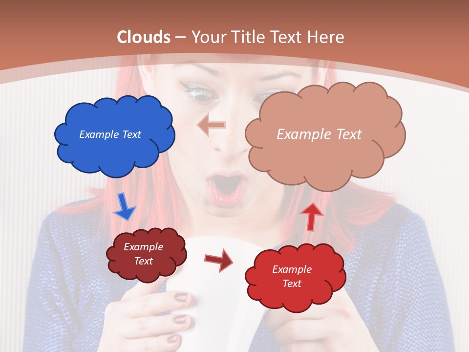 A Woman With Red Hair Holding A Cup Of Coffee PowerPoint Template