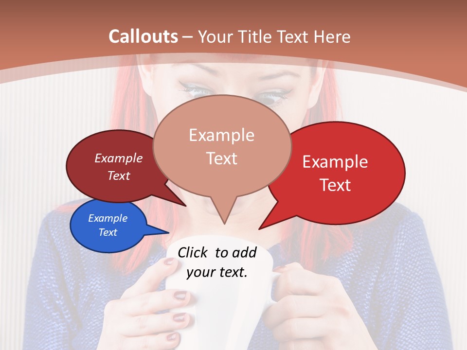 A Woman With Red Hair Holding A Cup Of Coffee PowerPoint Template