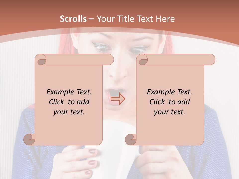 A Woman With Red Hair Holding A Cup Of Coffee PowerPoint Template