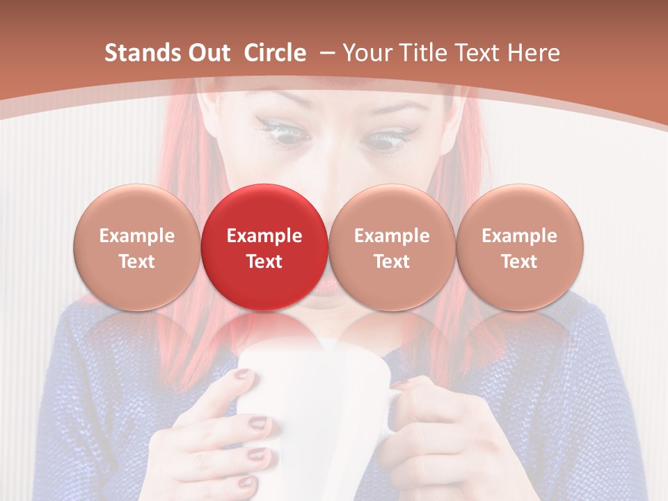 A Woman With Red Hair Holding A Cup Of Coffee PowerPoint Template