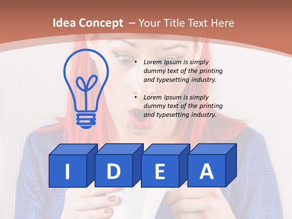 A Woman With Red Hair Holding A Cup Of Coffee PowerPoint Template