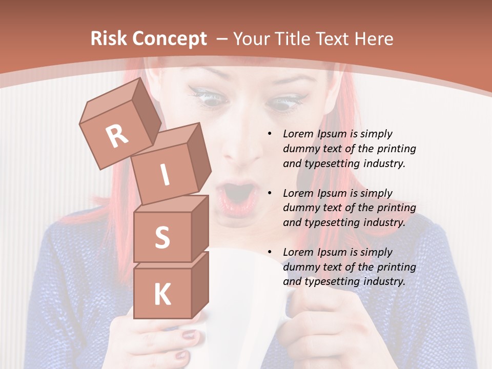 A Woman With Red Hair Holding A Cup Of Coffee PowerPoint Template