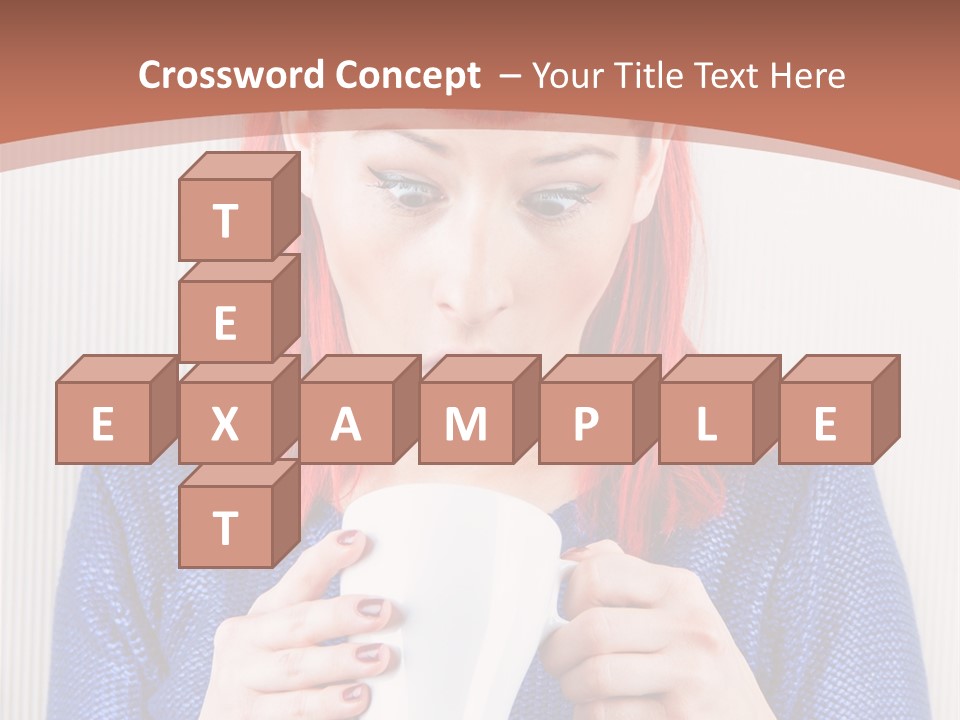 A Woman With Red Hair Holding A Cup Of Coffee PowerPoint Template