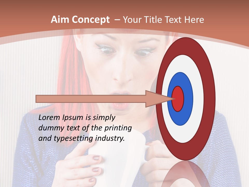 A Woman With Red Hair Holding A Cup Of Coffee PowerPoint Template