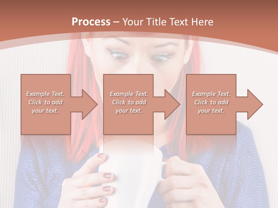 A Woman With Red Hair Holding A Cup Of Coffee PowerPoint Template