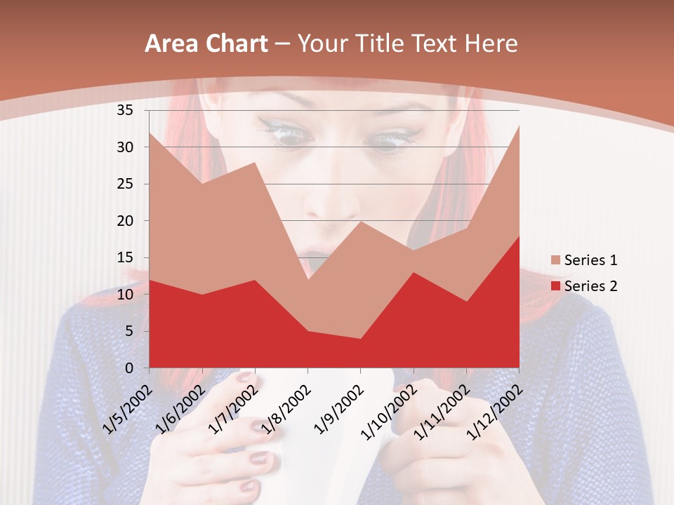 A Woman With Red Hair Holding A Cup Of Coffee PowerPoint Template