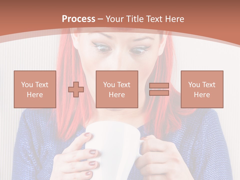 A Woman With Red Hair Holding A Cup Of Coffee PowerPoint Template