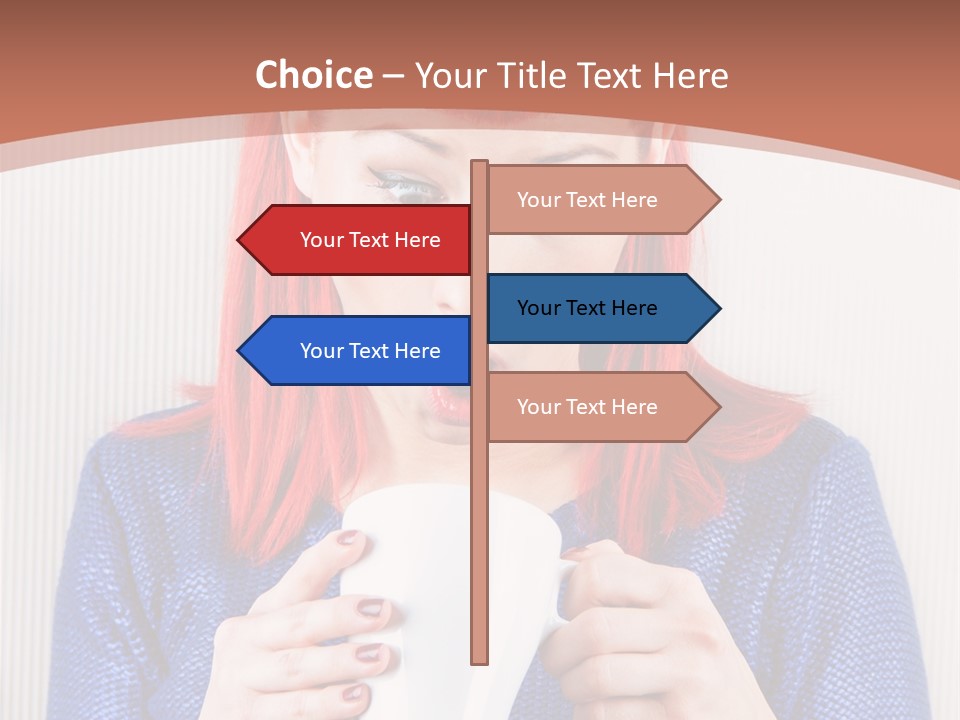 A Woman With Red Hair Holding A Cup Of Coffee PowerPoint Template
