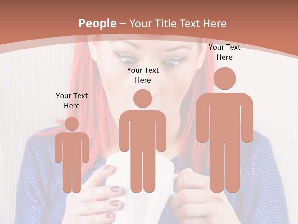 A Woman With Red Hair Holding A Cup Of Coffee PowerPoint Template