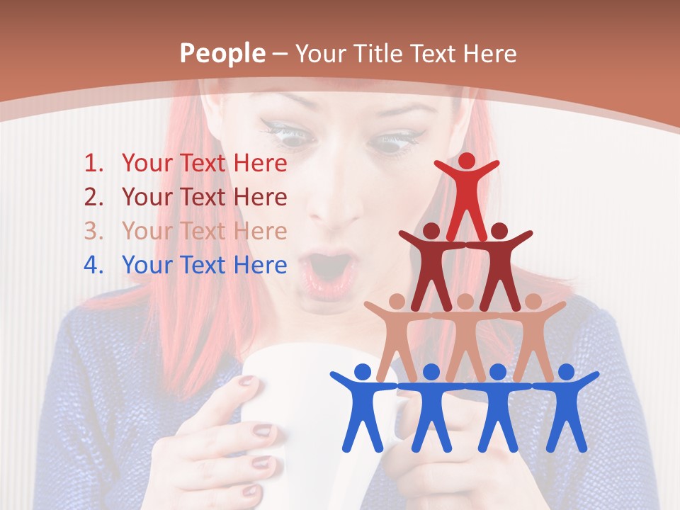 A Woman With Red Hair Holding A Cup Of Coffee PowerPoint Template