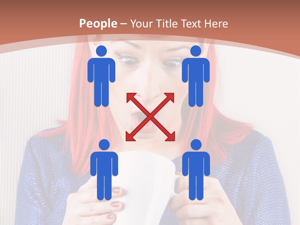 A Woman With Red Hair Holding A Cup Of Coffee PowerPoint Template