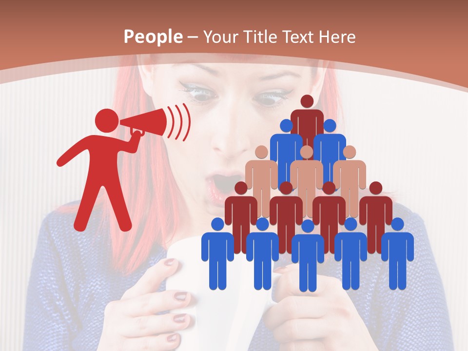 A Woman With Red Hair Holding A Cup Of Coffee PowerPoint Template