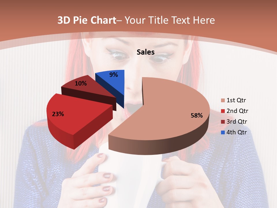 A Woman With Red Hair Holding A Cup Of Coffee PowerPoint Template