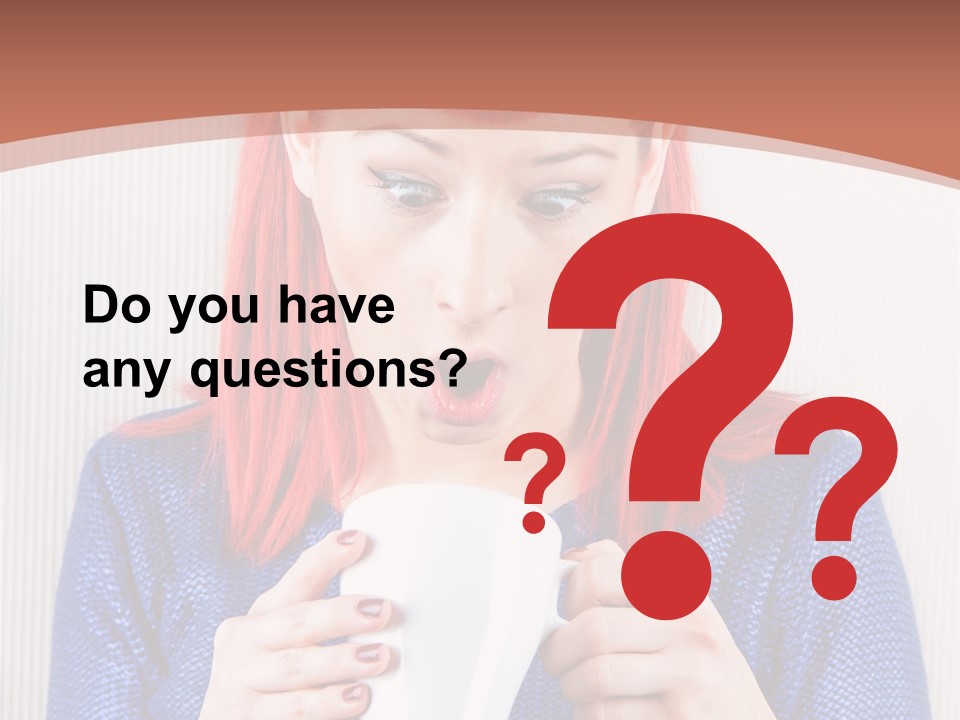 A Woman With Red Hair Holding A Cup Of Coffee PowerPoint Template