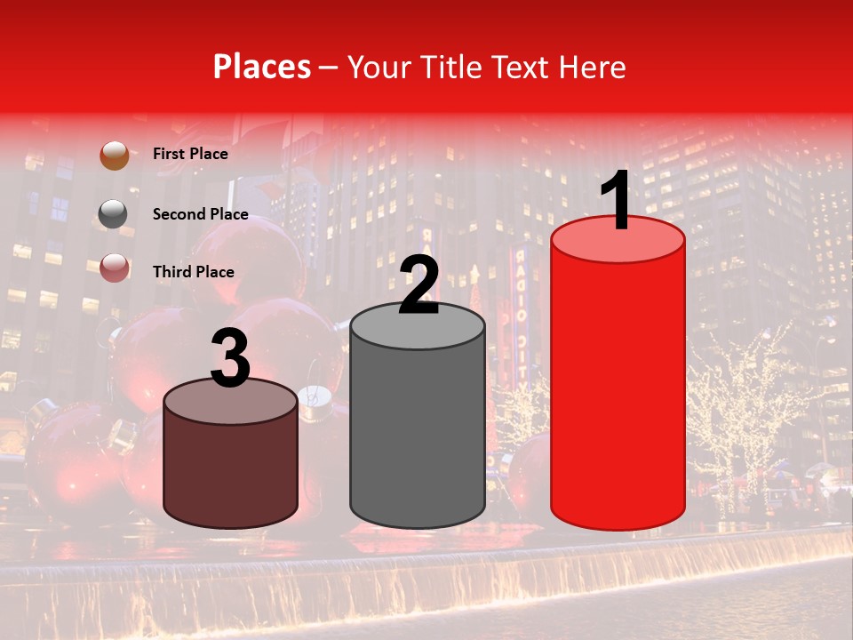 Evening Rockefeller Fountain PowerPoint Template