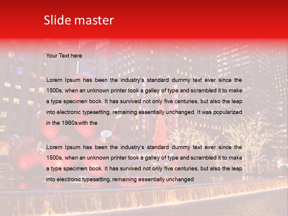 Evening Rockefeller Fountain PowerPoint Template