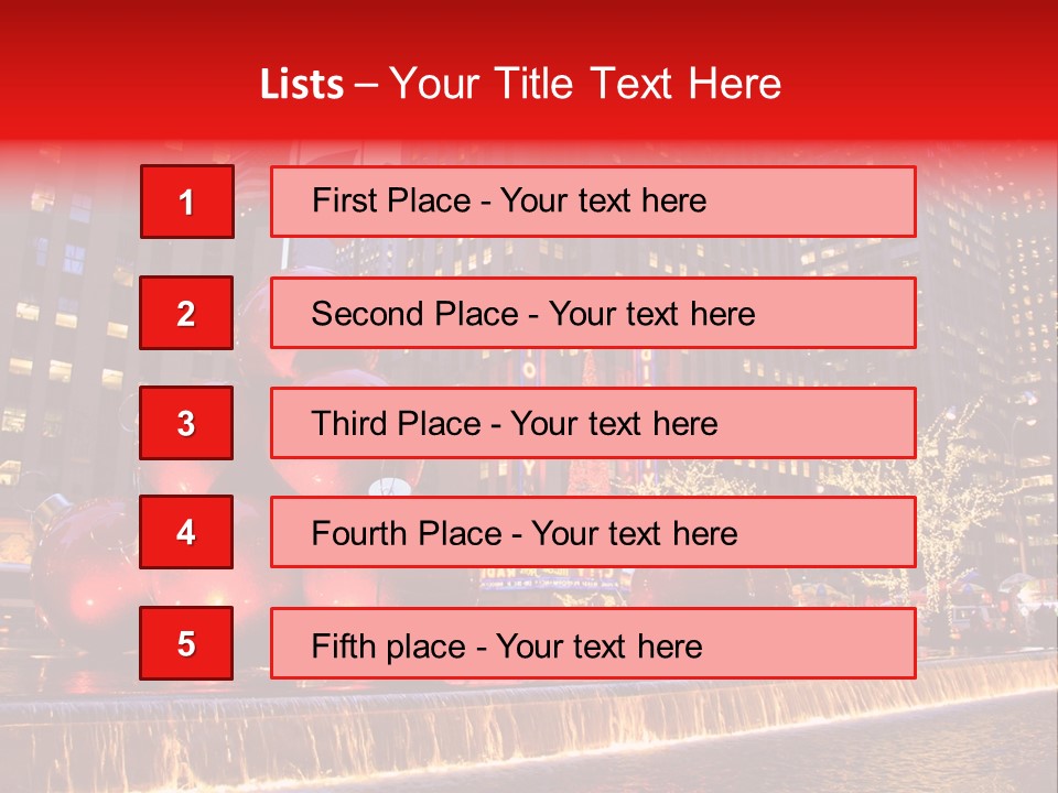 Evening Rockefeller Fountain PowerPoint Template