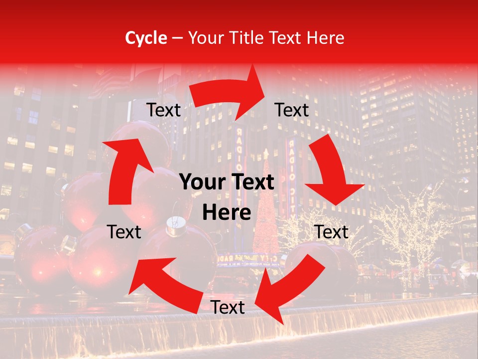 Evening Rockefeller Fountain PowerPoint Template