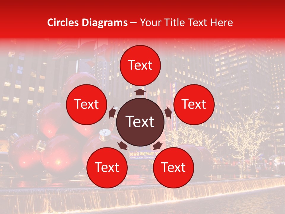 Evening Rockefeller Fountain PowerPoint Template