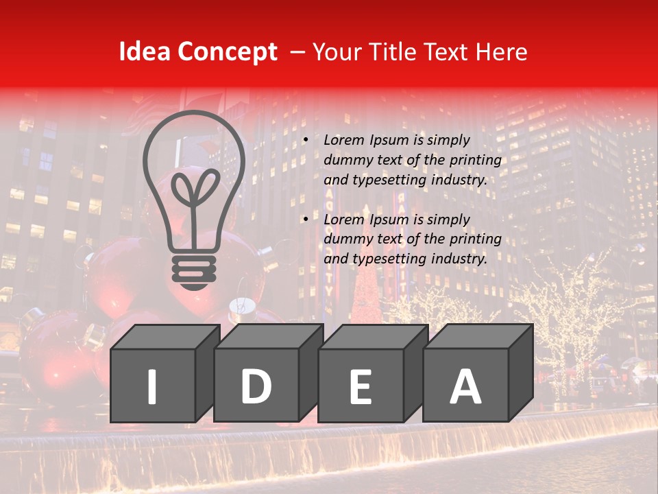 Evening Rockefeller Fountain PowerPoint Template