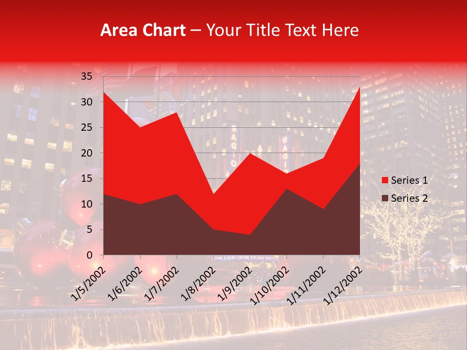 Evening Rockefeller Fountain PowerPoint Template
