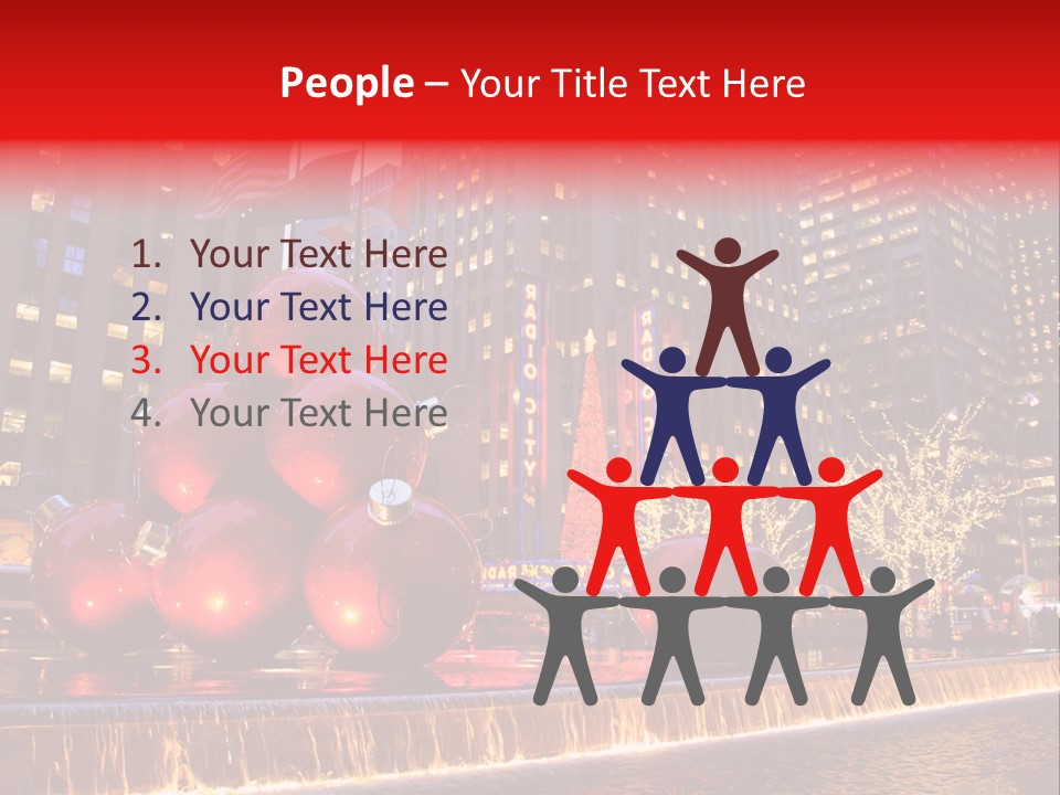 Evening Rockefeller Fountain PowerPoint Template