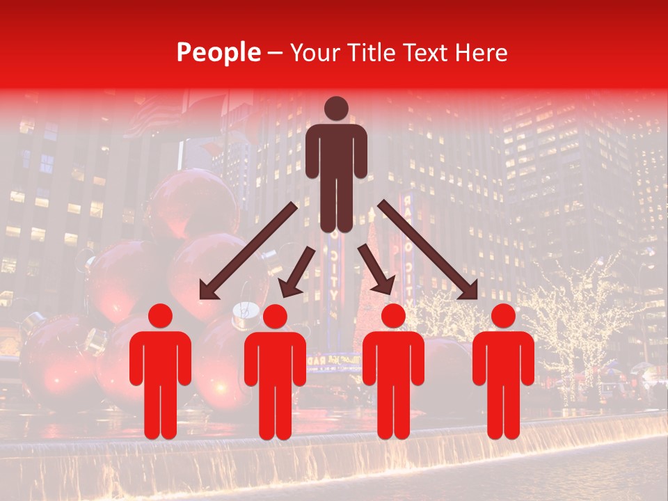 Evening Rockefeller Fountain PowerPoint Template