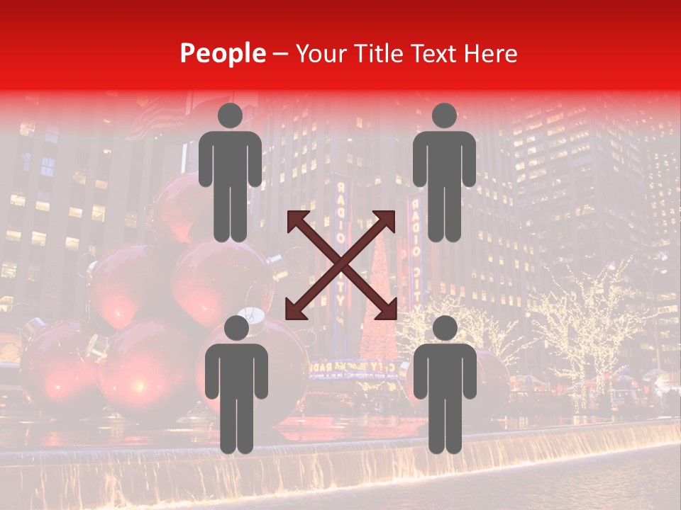 Evening Rockefeller Fountain PowerPoint Template