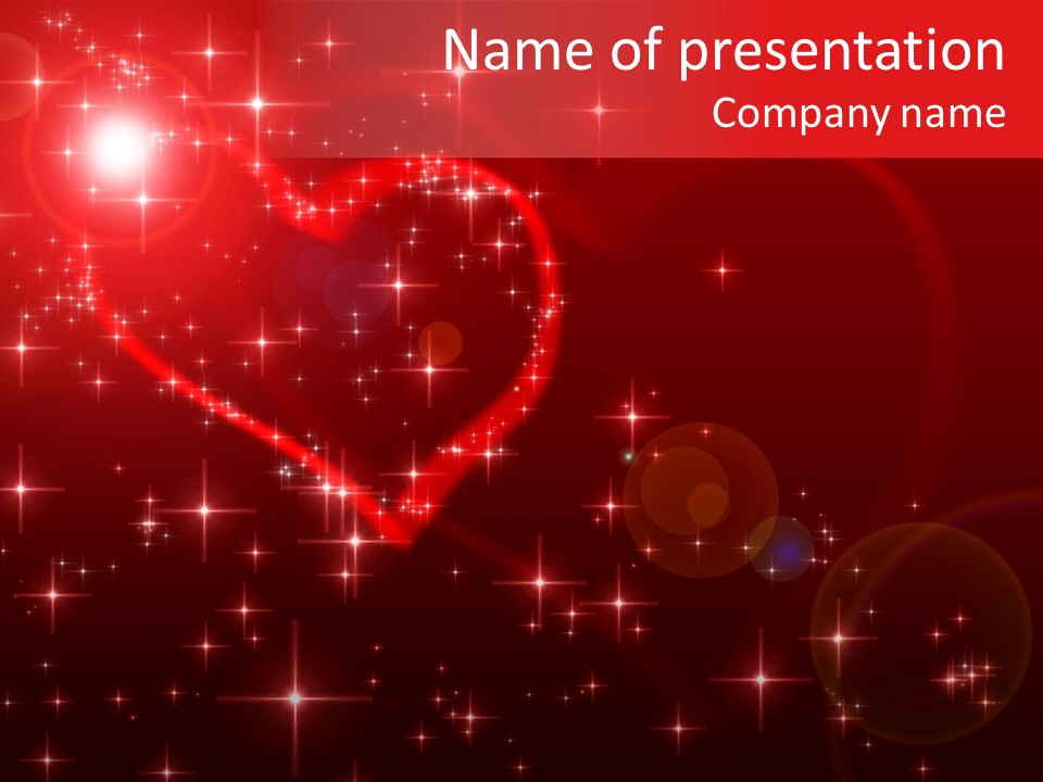 A Red Heart On A Red Background With Stars PowerPoint Template