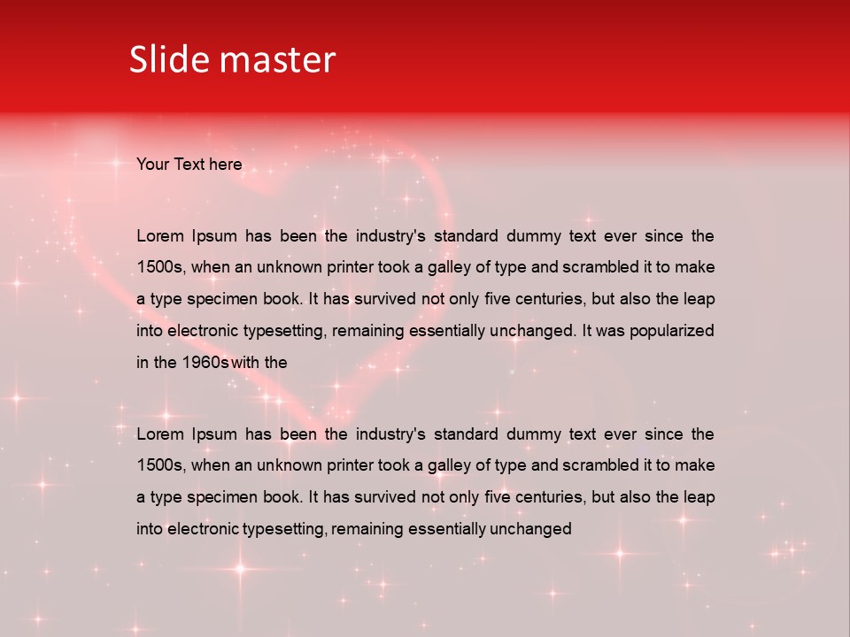 A Red Heart On A Red Background With Stars PowerPoint Template