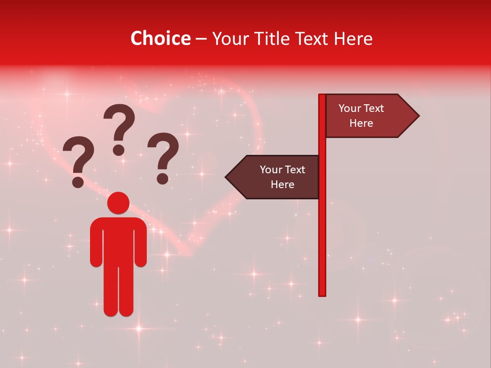 A Red Heart On A Red Background With Stars PowerPoint Template