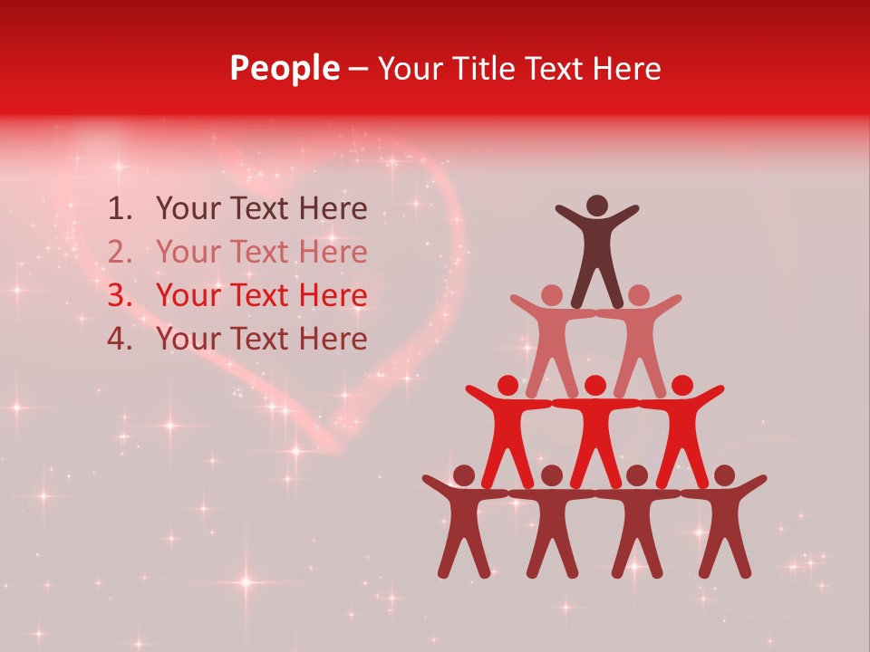 A Red Heart On A Red Background With Stars PowerPoint Template