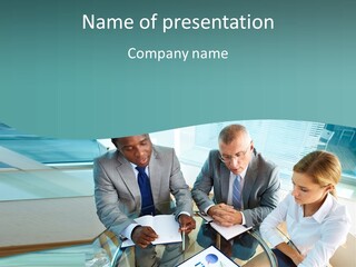 A Group Of Business People Sitting Around A Table PowerPoint Template