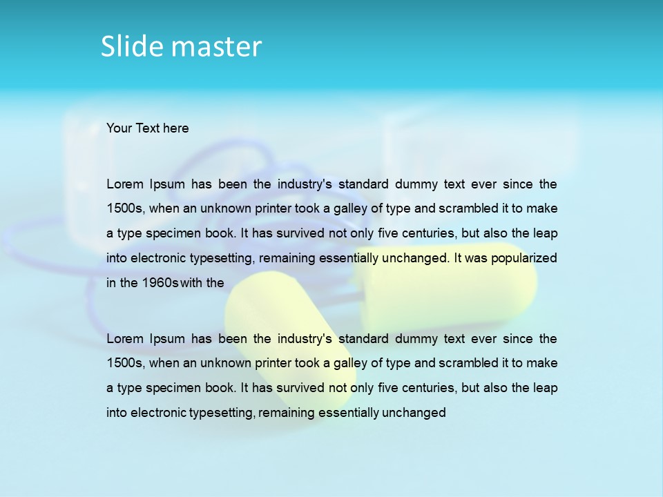 Soft Earplugs Yellow PowerPoint Template