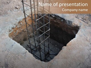 Cement Foundation Steel PowerPoint Template