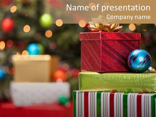 Christmas Decoration Present PowerPoint Template