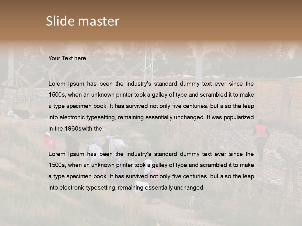 A Group Of People Walking Up A Hill PowerPoint Template