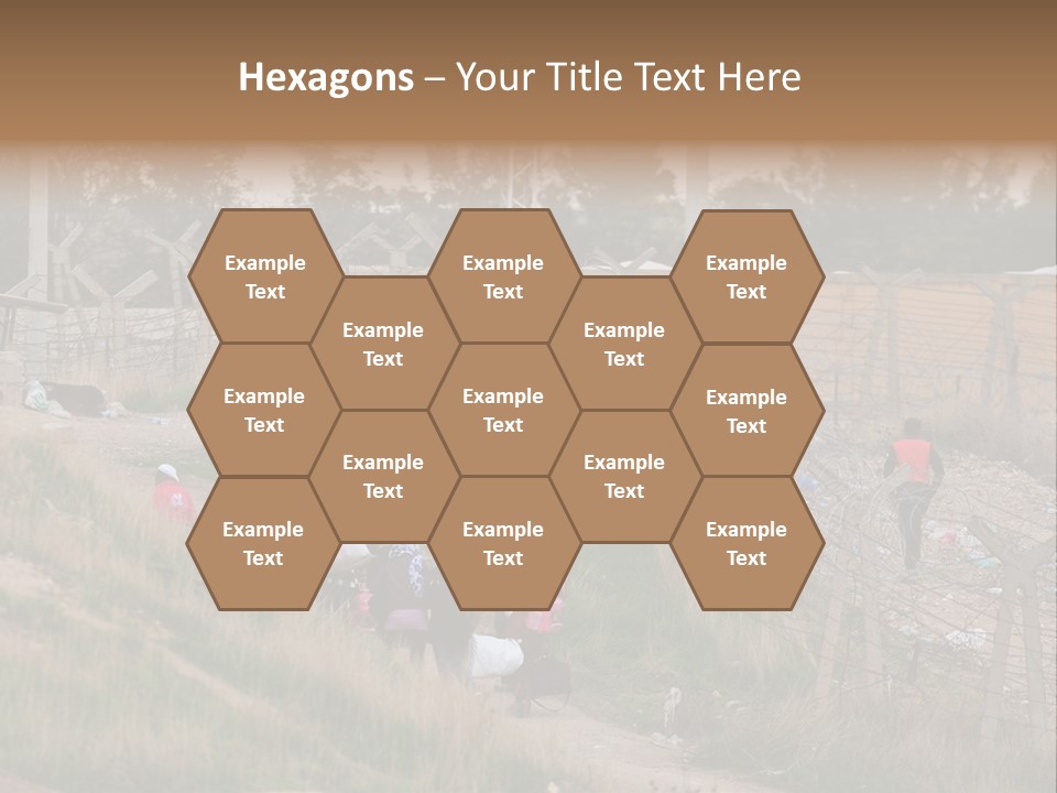 A Group Of People Walking Up A Hill PowerPoint Template