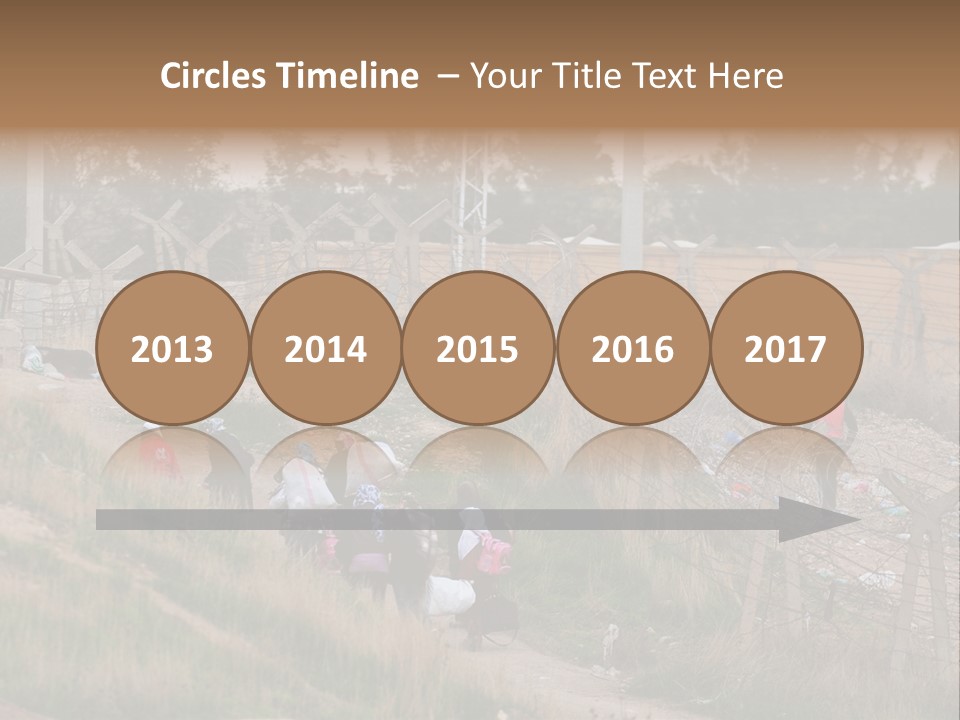 A Group Of People Walking Up A Hill PowerPoint Template