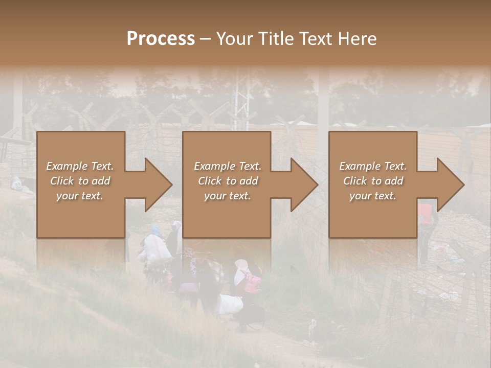 A Group Of People Walking Up A Hill PowerPoint Template