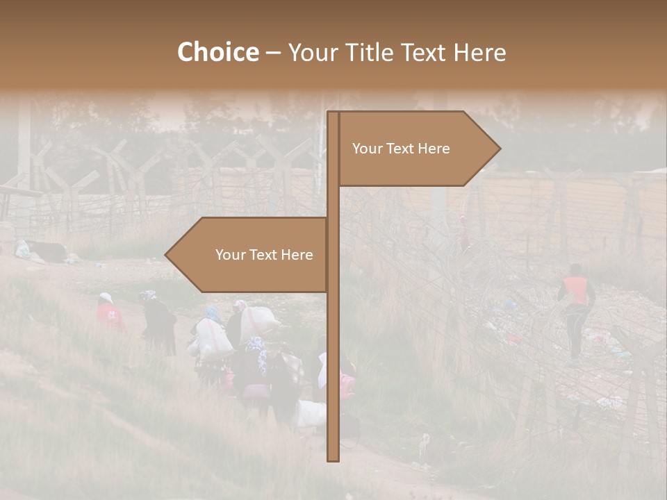 A Group Of People Walking Up A Hill PowerPoint Template