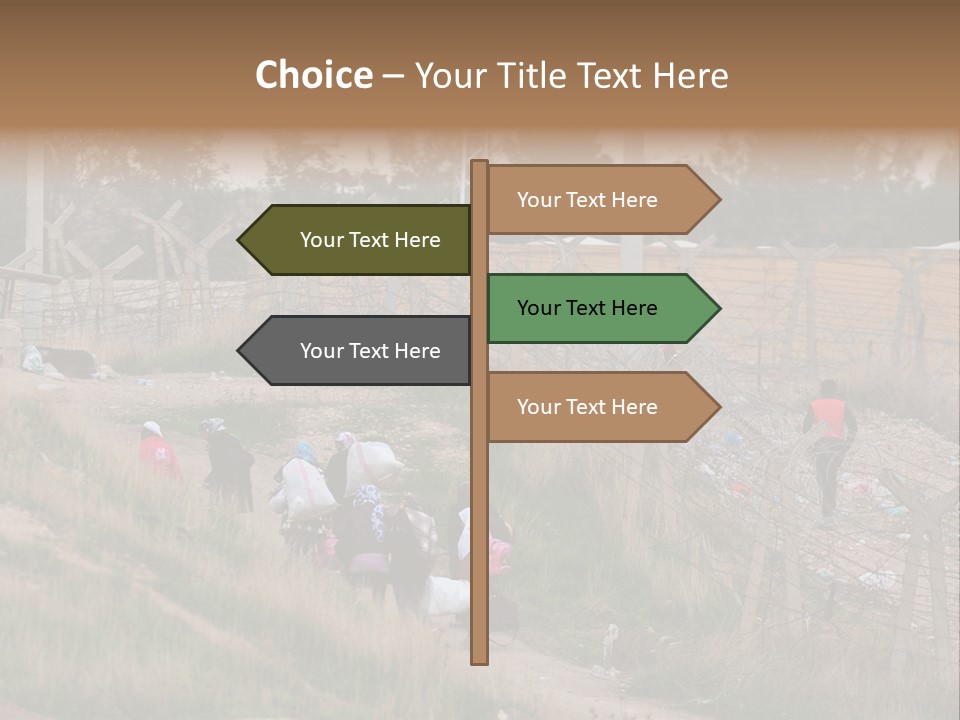 A Group Of People Walking Up A Hill PowerPoint Template