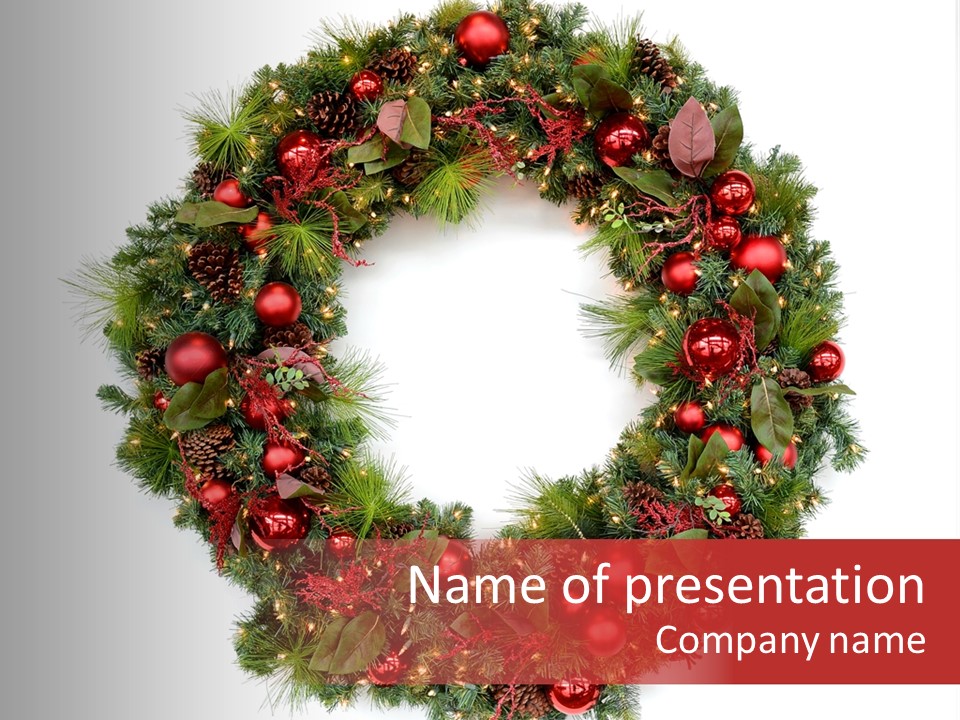 Wreath Red Festive PowerPoint Template