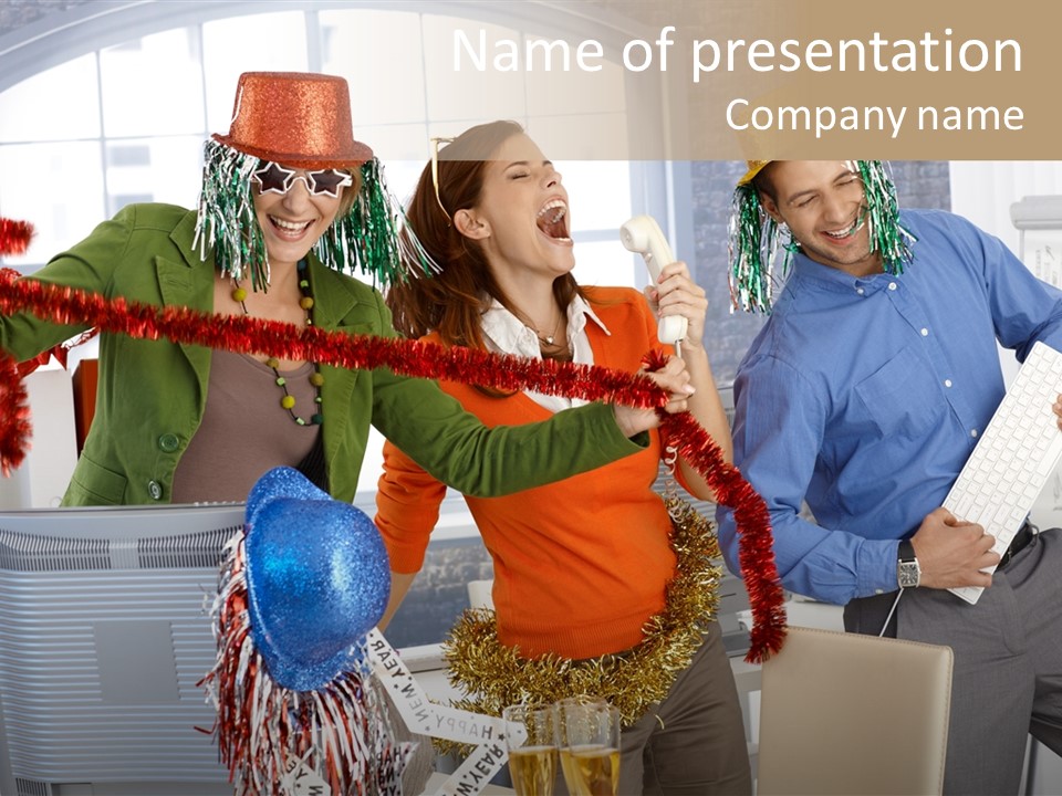 A Group Of People Standing Around Each Other PowerPoint Template