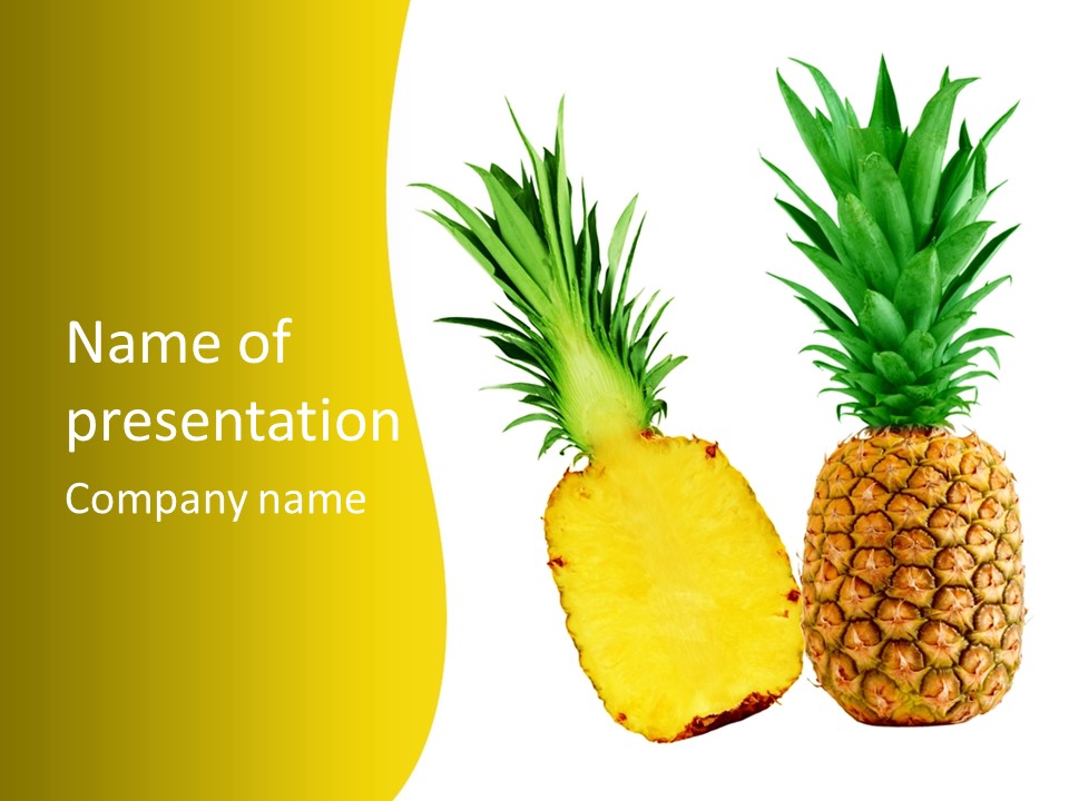 A Pineapple And A Piece Of Pineapple On A White Background PowerPoint Template
